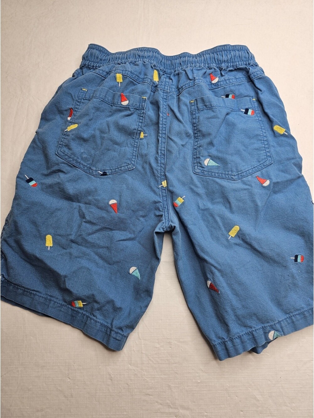 Boden Boys Sz 13 L Pull On Shorts Summer Popsicle Ice Cream Embroidered Blue - Picture 4 of 4